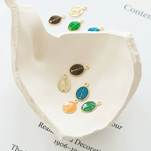 Minimalist Coppercoated Gold Oval Portrait Pendant Jewelry Making Accessories Electroplated