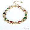 Minimalist Creative Color Geometric Zircon Copper Gold Plated Electroplated Fashion Necklace Bracelet Set For Women