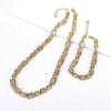 Minimalist Creative Color Geometric Zircon Copper Gold Plated Electroplated Fashion Necklace Bracelet Set For Women