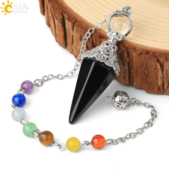 Minimalist Crystal Amethyst Pyramid Spirit Pendulum Pendant Semi Precious Stone Colorful Gem Pendant