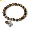 Minimalist Crystal Beaded Stone Chain Bracelet With Tree Of Life Pattern Semi Precious Jewelry For Unisex