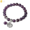 Minimalist Crystal Beaded Stone Chain Bracelet With Tree Of Life Pattern Semi Precious Jewelry For Unisex