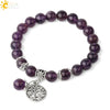 Minimalist Crystal Beaded Stone Chain Bracelet With Tree Of Life Pattern Semi Precious Jewelry For Unisex