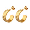 Minimalist Cshaped Plaid Elegant Earrings Titanium Steel 18K Gold Plated Accessories For Cold Summer Girls