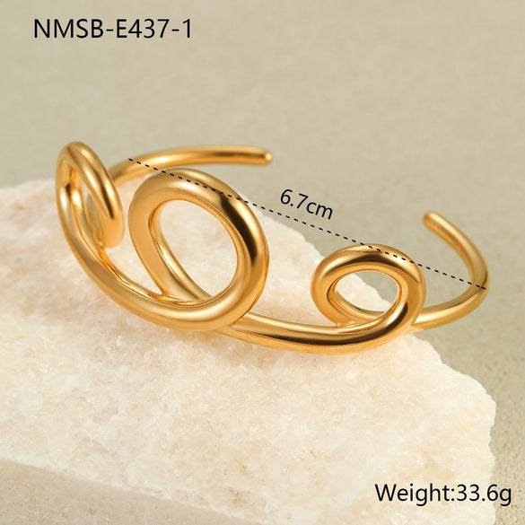 Minimalist Design Stainless Steel Bracelet Plated With Gold Geometric Knotted Intertwined Hand Jewelry