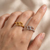 Minimalist Double Heart Hollow Open Ring For Women Pvd Gold Plated Stainless Steel Jewelry
