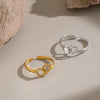 Minimalist Double Heart Hollow Open Ring For Women Pvd Gold Plated Stainless Steel Jewelry