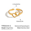 Minimalist Double Heart Hollow Open Ring For Women Pvd Gold Plated Stainless Steel Jewelry