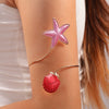 Minimalist Electroplated Alloy Open Cuff Bracelet With Enamel Floral Pattern Details