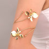 Minimalist Electroplated Alloy Open Cuff Bracelet With Enamel Floral Pattern Details