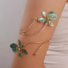 Minimalist Electroplated Alloy Open Cuff Bracelet With Enamel Floral Pattern Details