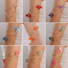 Minimalist Electroplated Alloy Open Cuff Bracelet With Enamel Floral Pattern Details
