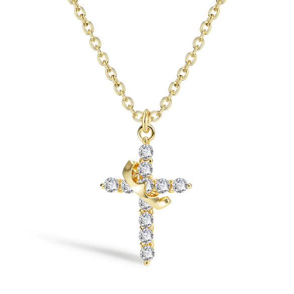 Minimalist Electroplated Copper Layered Pearl Chain Cross Necklace For Women With Geometric Round Pendant Light Luxury Clavicle Chain