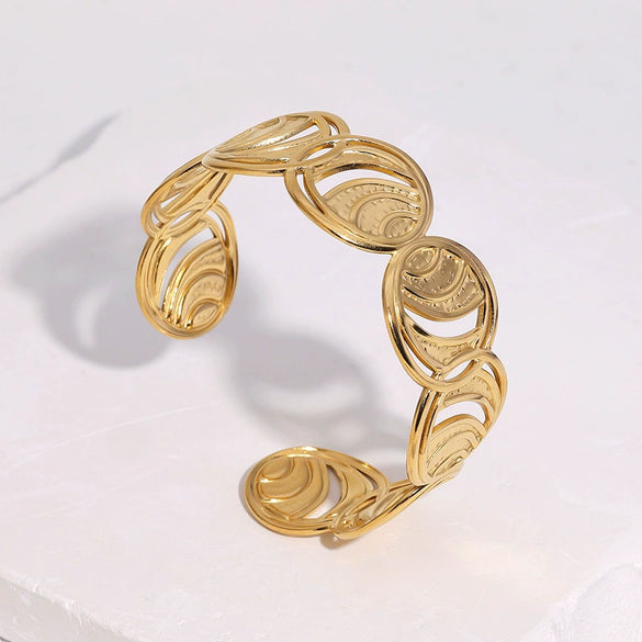 Minimalist Electroplated Stainless Steel Geometric Oval Bracelet For Women Fade Resistant Highend Style