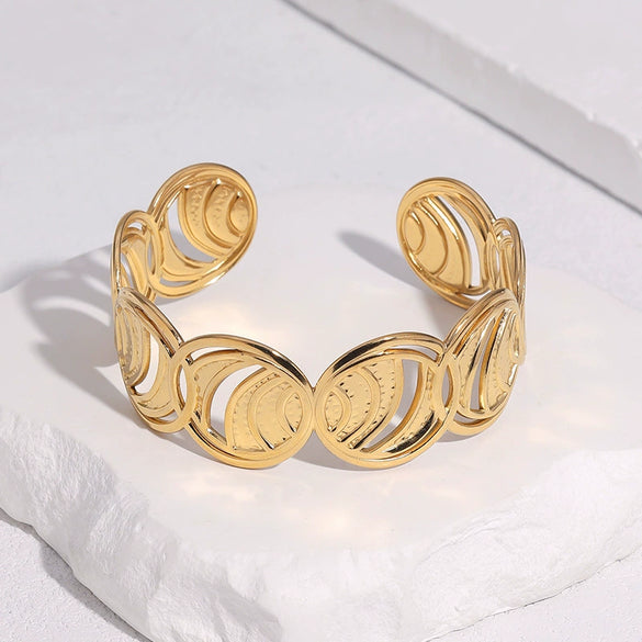 Minimalist Electroplated Stainless Steel Geometric Oval Bracelet For Women Fade Resistant Highend Style