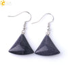 Minimalist Fan Shaped Natural Stone Drop Earrings With Copper Fishhook For Women Multicolor Fashion Jewelry