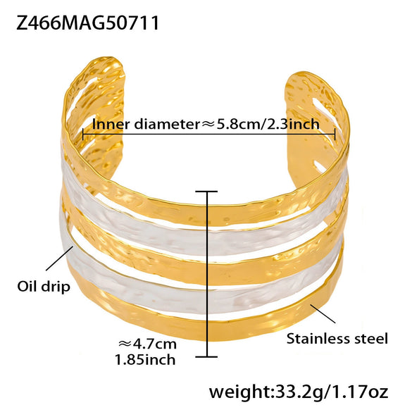 Minimalist Fashion Open Bangle 316L Stainless Steel Oildrip Colorblocking Electroplated Niche Geometric Arm Ring Bracelet
