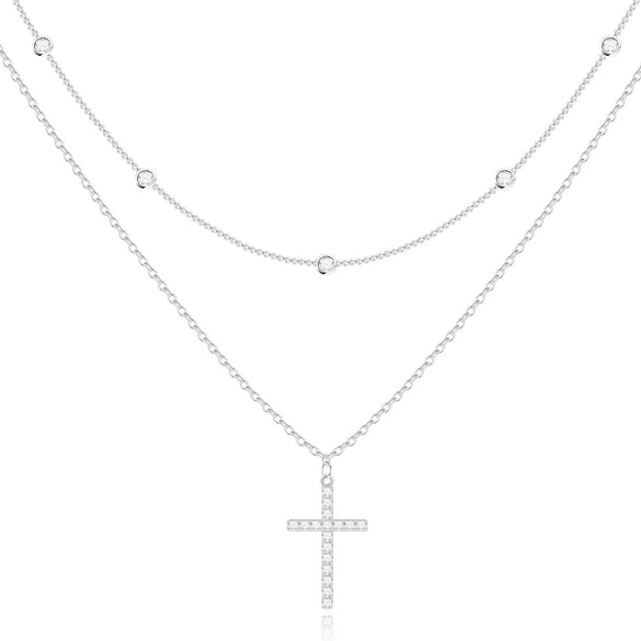 Minimalist Figure Eight Cross Necklace For Women Copper Geometric Pendant Clavicle Chain With Zircon Inlay And Electroplated Finish