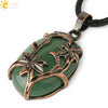 Minimalist Flower Pendant Necklace With Natural Stone And Crystal On Wax Rope Plated Bronze Jewelry For Women