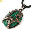 Minimalist Flower Pendant Necklace With Natural Stone And Crystal On Wax Rope Plated Bronze Jewelry For Women
