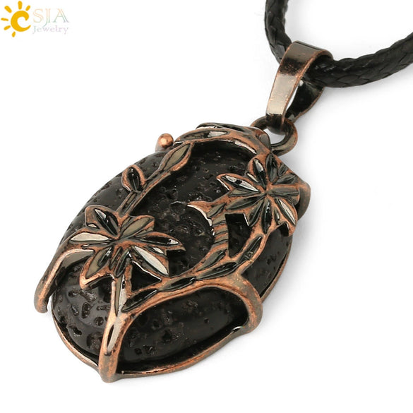 Minimalist Flower Pendant Necklace With Natural Stone And Crystal On Wax Rope Plated Bronze Jewelry For Women