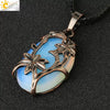 Minimalist Flower Pendant Necklace With Natural Stone And Crystal On Wax Rope Plated Bronze Jewelry For Women
