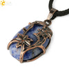 Minimalist Flower Pendant Necklace With Natural Stone And Crystal On Wax Rope Plated Bronze Jewelry For Women