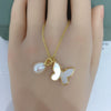 Minimalist Freshwater Pearl And Copper Pendant Jewelry With Butterfly Design Rice And Droplet Shapes