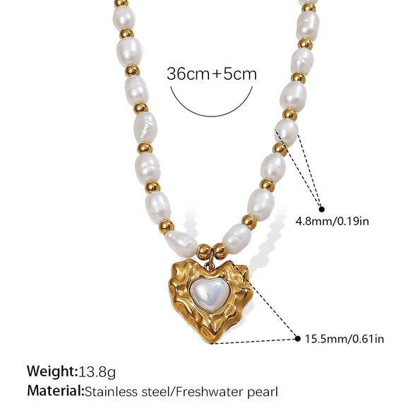 Minimalist Freshwater Pearl Beaded Women's Necklace 316L Stainless Steel Electroplating