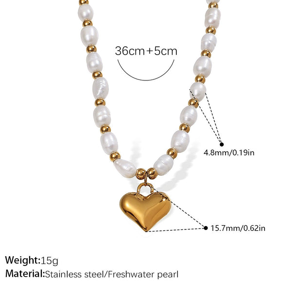 Minimalist Freshwater Pearl Beaded Women's Necklace 316L Stainless Steel Electroplating