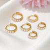 Minimalist Freshwater Pearl Earrings Set Copper Electroplated Geometric Design Jewelry For Women