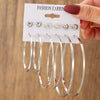 Minimalist Geometric Alloy Hoop Earring Set With Electroplating For Women