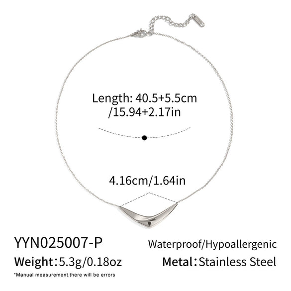 Minimalist Geometric Arc Pendant Necklace For Women Stainless Steel 18K Real Gold Plated With Pvd Furnace Vacuum Plating