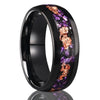 Minimalist Geometric Black Electroplated Tungsten Steel Ring With Crushed Gold Foil Inlay Unisex Jewelry