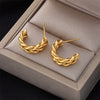 Minimalist Geometric Braided Twist Goldplated Stainless Steel Earrings Accessories