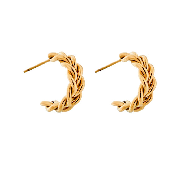 Minimalist Geometric Braided Twist Goldplated Stainless Steel Earrings Accessories