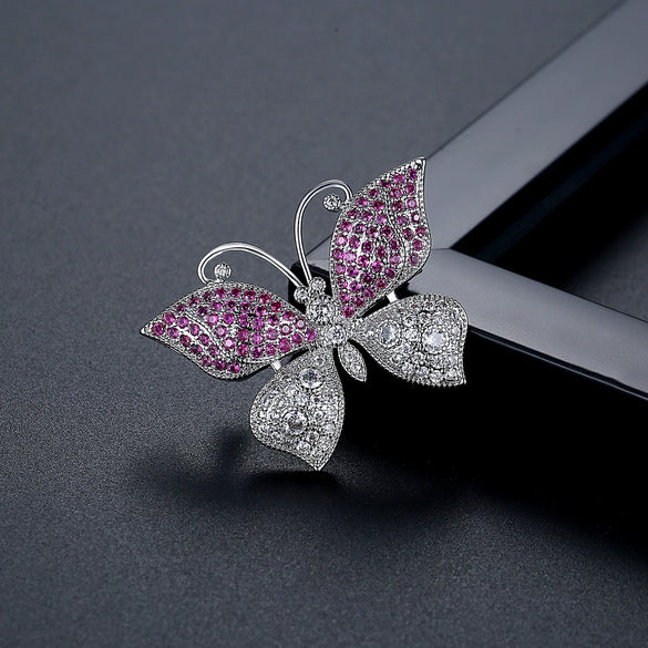Minimalist Geometric Butterfly Brooch Electroplated Copper Clothing Pin For Women Elegant Fashion Gift Accessory