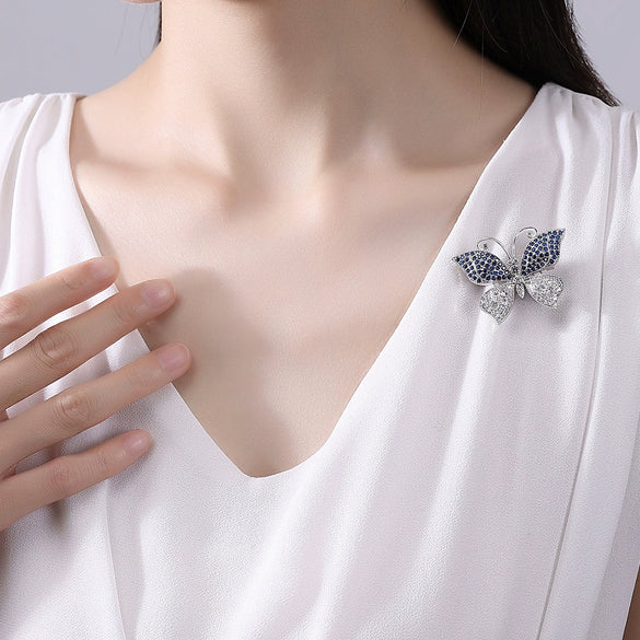 Minimalist Geometric Butterfly Brooch Electroplated Copper Clothing Pin For Women Elegant Fashion Gift Accessory