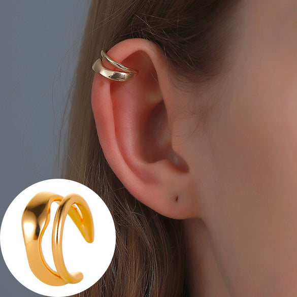 Minimalist Geometric Clipon Earrings Copper Metal Bee Snakeshaped Ear Cuffs Diamond Design
