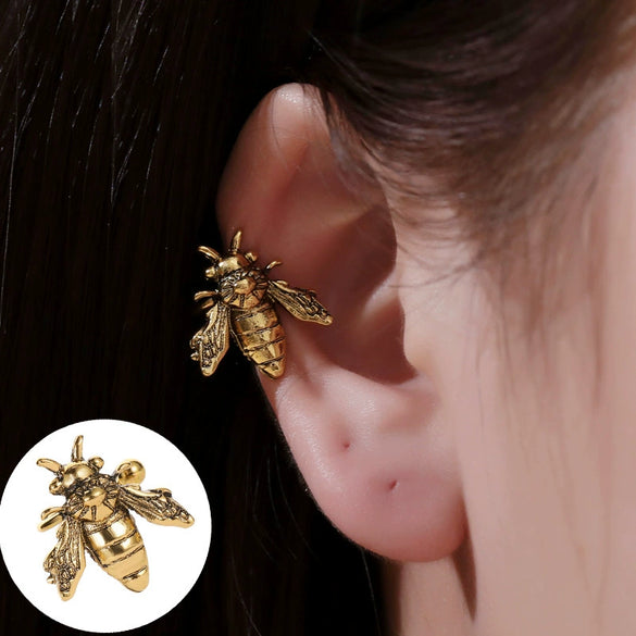 Minimalist Geometric Clipon Earrings Copper Metal Bee Snakeshaped Ear Cuffs Diamond Design