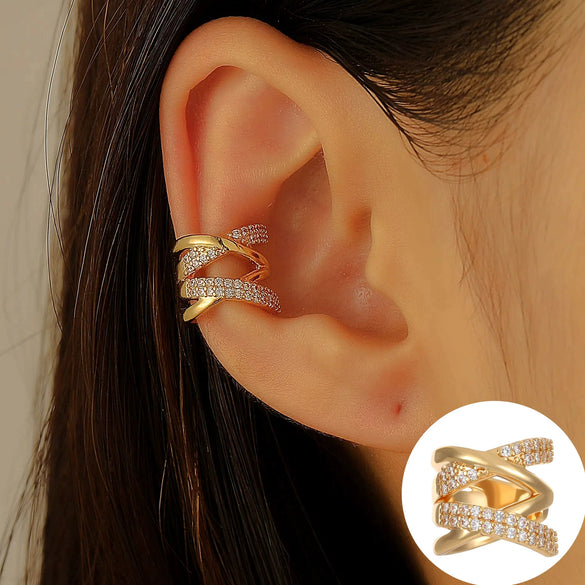 Minimalist Geometric Clipon Earrings Copper Metal Bee Snakeshaped Ear Cuffs Diamond Design