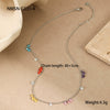 Minimalist Geometric Color Zircon Dopamine Women's Titanium Steel Necklace Plated 18K Gold
