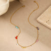 Minimalist Geometric Color Zircon Dopamine Women's Titanium Steel Necklace Plated 18K Gold