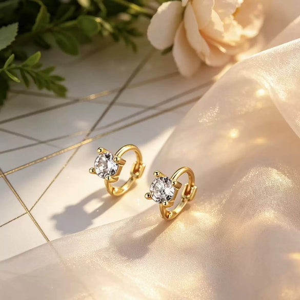 Minimalist Geometric Cross Shaped Rhinestone Ear Cuffs And Small Hoop Earrings For Women Copper Electroplated Fashion Jewelry