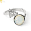 Minimalist Geometric Crystal Ring Adjustable Open Band Fashion Micro Inlaid Exquisite Unisex Jewelry
