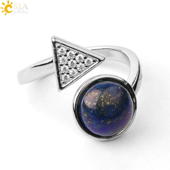 Minimalist Geometric Crystal Ring Adjustable Open Band Fashion Micro Inlaid Exquisite Unisex Jewelry