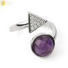 Minimalist Geometric Crystal Ring Adjustable Open Band Fashion Micro Inlaid Exquisite Unisex Jewelry