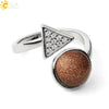 Minimalist Geometric Crystal Ring Adjustable Open Band Fashion Micro Inlaid Exquisite Unisex Jewelry
