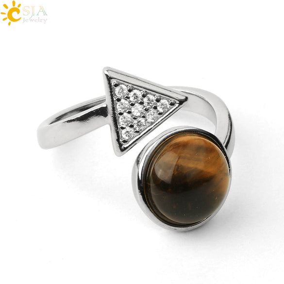 Minimalist Geometric Crystal Ring Adjustable Open Band Fashion Micro Inlaid Exquisite Unisex Jewelry