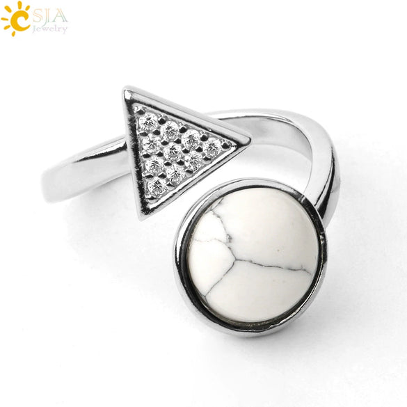 Minimalist Geometric Crystal Ring Adjustable Open Band Fashion Micro Inlaid Exquisite Unisex Jewelry